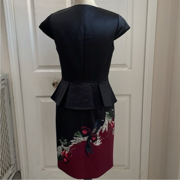 TED BAKER FLORAL JAUNAL PEPLUM FLORAL CAP SHORT SLEEVE DRESS SZ US 6 OR TED SZ 2 - Picture 4 of 8